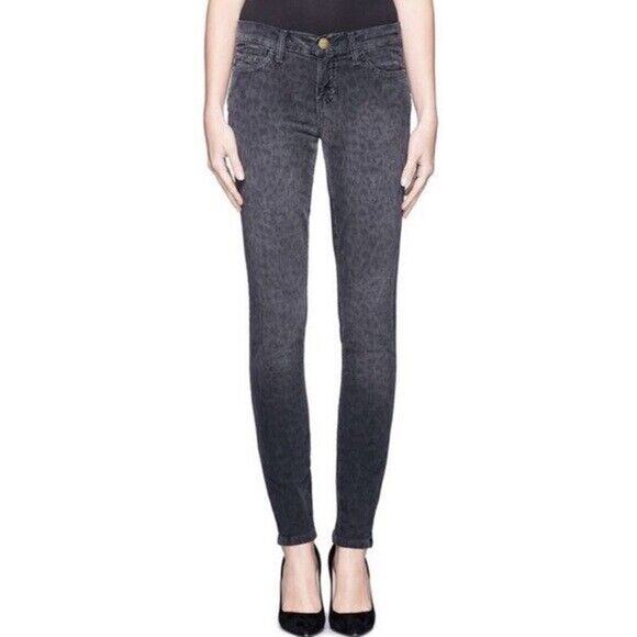 Current/Elliott The Ankle Skinny Corduroy Jeans in Black Leopard Sz 23 NWT $218 - Picture 1 of 9